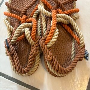 Stylish Rope Sandals - Brown, Tan, and Orange